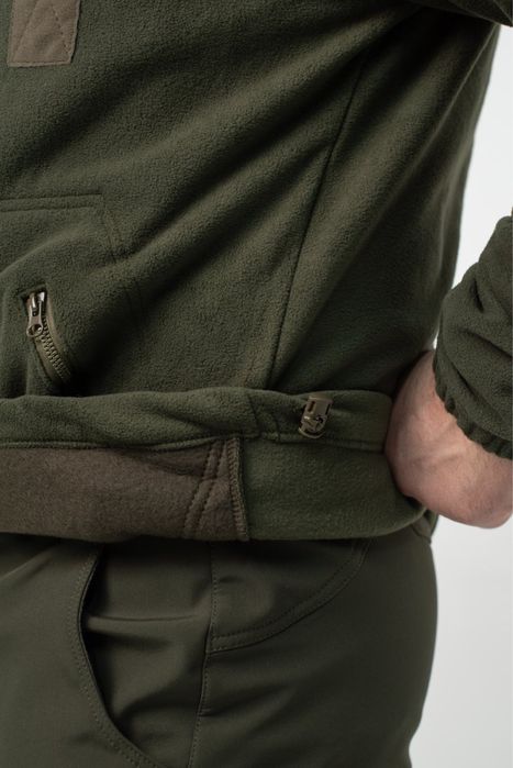 Флісова Кофта Олива зі вставками