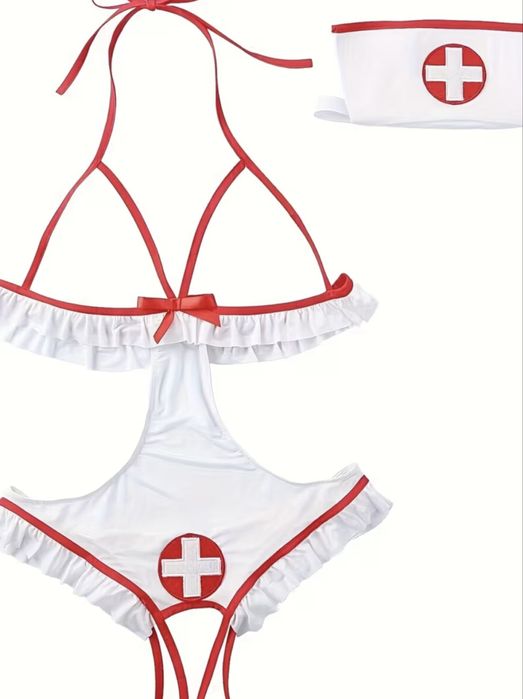 Сексуальний костюм медсестри XL — еротичний боді для рольових ігор