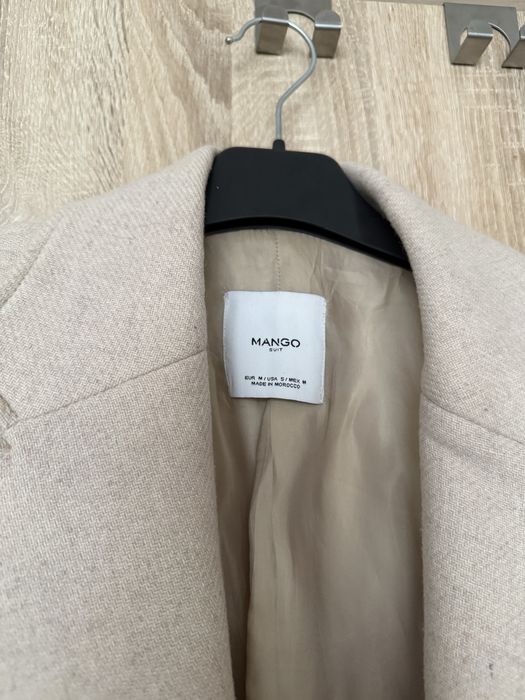 Płaszcz wełniany mango suit 64% wełna wiskoza premium zima wiosna