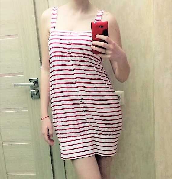 Платье сарафан полосатый красно-белое VERO MODA, р.  М-L