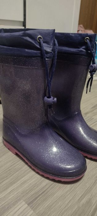 Kalosze dziewczęce brokatowe ze ściągaczem 30