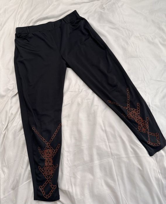 Czarne spodnie legginsy bawełna rozmiar 48 dżety kieszenie 4XL