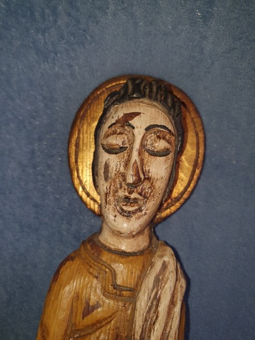 Stara figura rzeźba świętego Piotra drewno XIXw