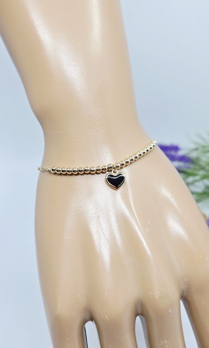 Złota bransoletka z zawieszką serce próba 585 14k