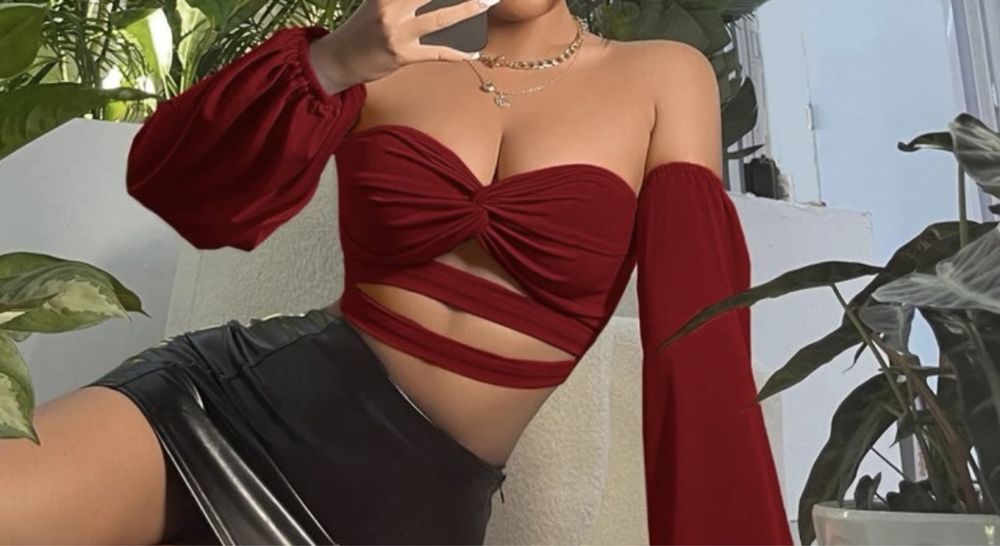 Top vermelho com mangas