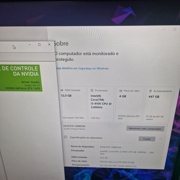 Torre Gaming RGB i3 8100, GTX 1650 SUPER, 12Gb Ram Ddr4, SSD