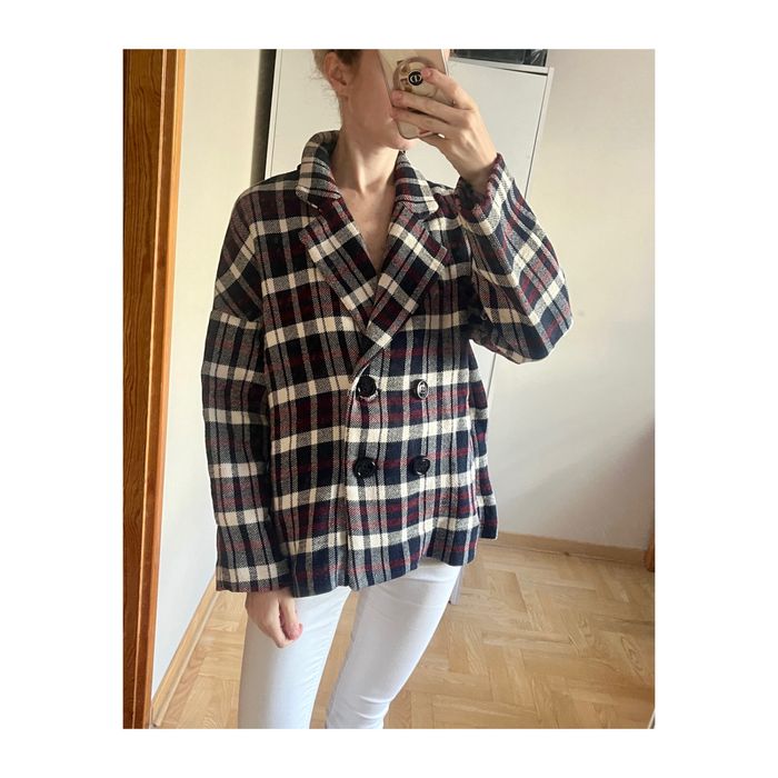 Koszulowa kurtka w kratę płaszczyk przejściowy L Zara