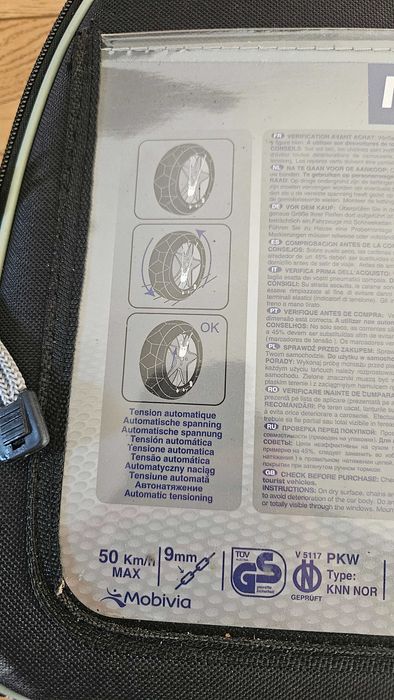 Łańcuchy śniegowe Norauto 100 - 9mm NOWE- NIEUŻYWANE