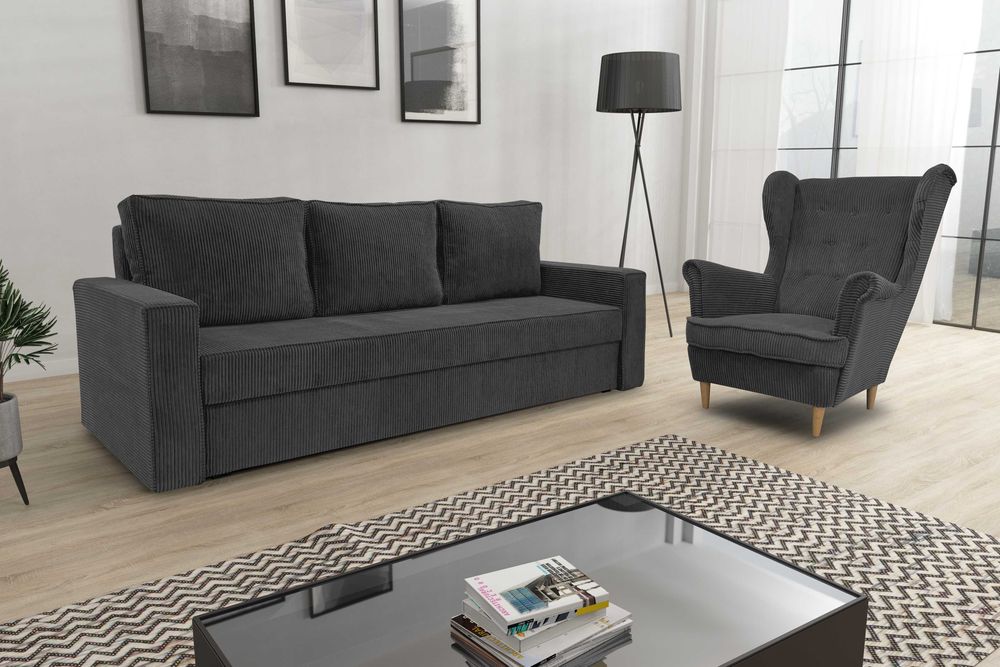Zestaw komplet wypoczynkowy kanapa Sofia + fotel Uszak. Wersalka, sofa