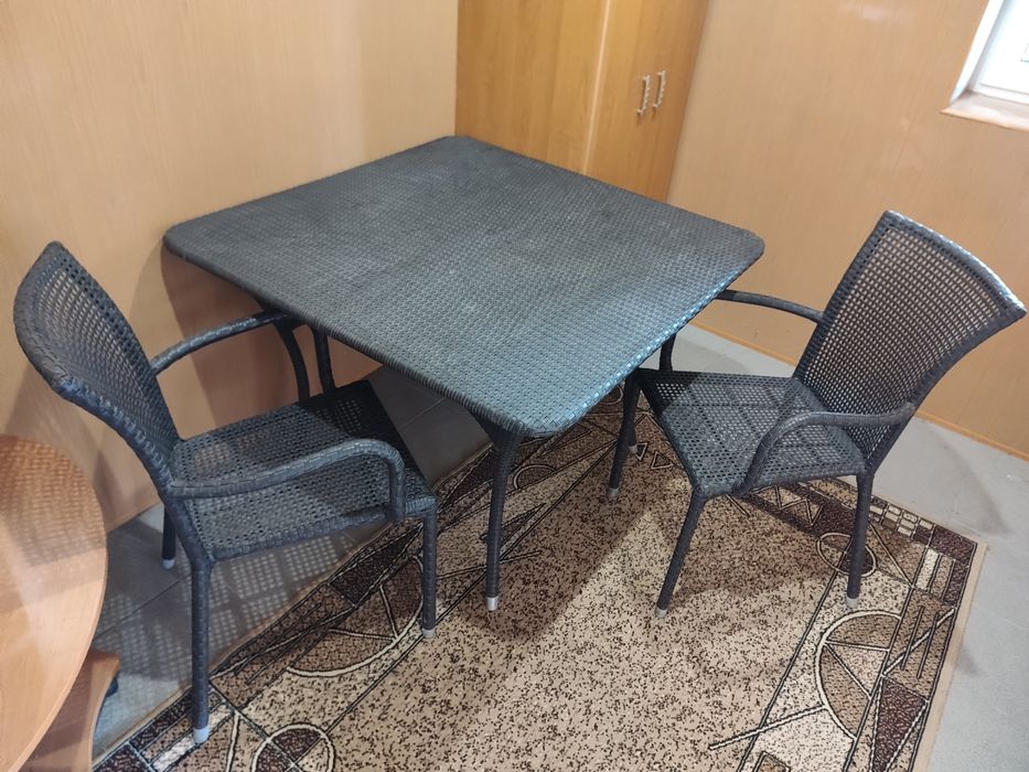 Стол и кресла ротанг антрацит