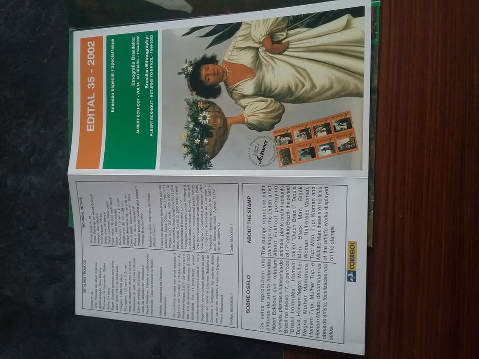 Série completa 1,50€ de selos da Etnografia Brasileira, edital 35-2002