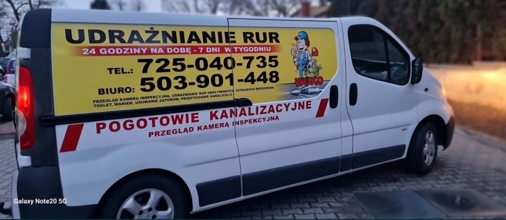 Hydraulik Udrażnianie Rur przepychanie Rur Kanalizacij Kamera TV Wuko