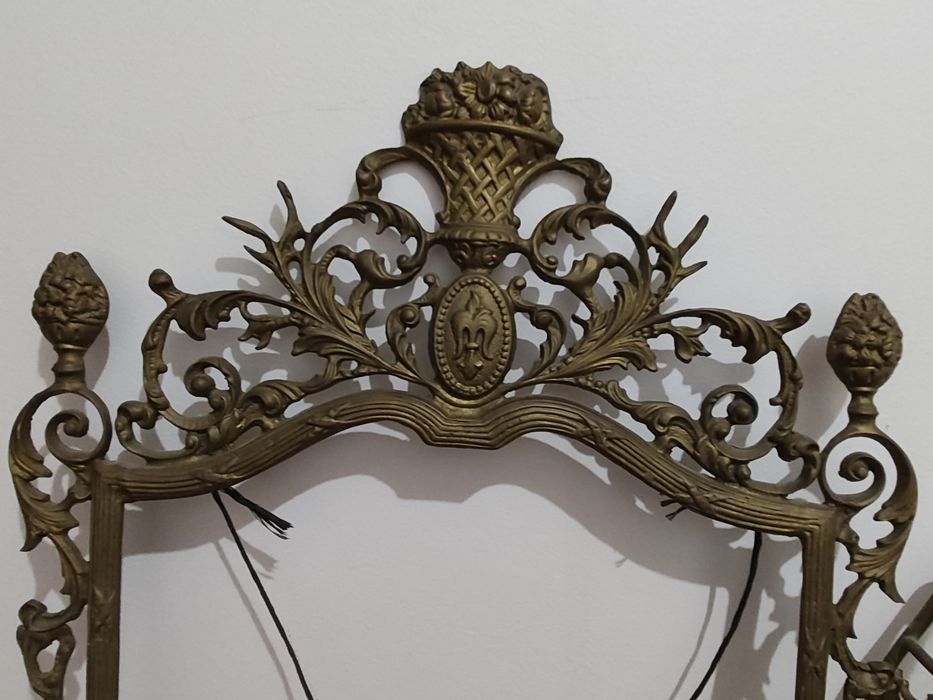 Conjunto Consola e Moldura Rococó em Latão Maciço - Pesado