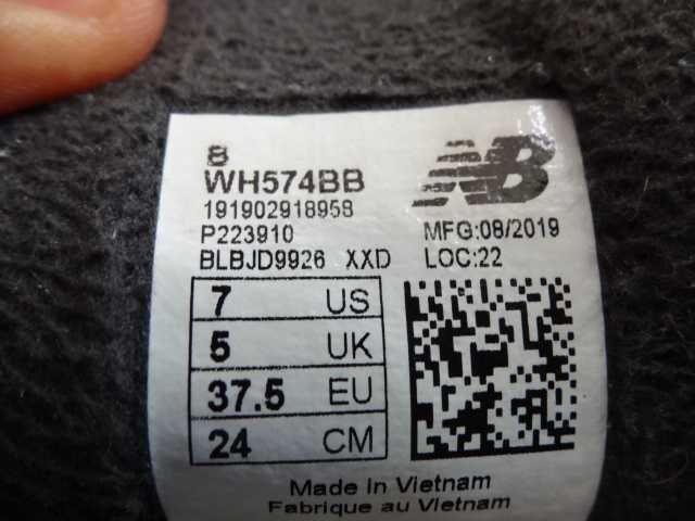 Buty NEW BALANCE WH574BB roz 37,5 OCIEPLANE Skóra Sportowe