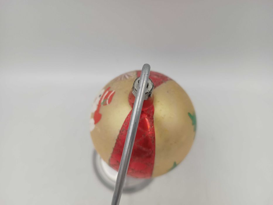 Duża bombka na choinkę z PRL ręcznie malowana stare ozdoby choinkowe