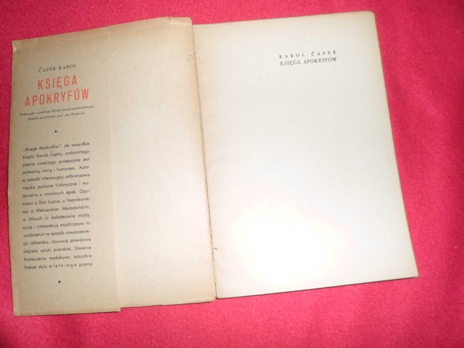 Karel Capek Księga apokryfów 1948, [Wyd. Zachodnie ]