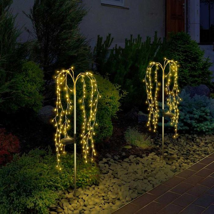 2x Lampa Ogrodowa Solarna LED Wodospad Druciki Drzewko Lampki Ogrodu