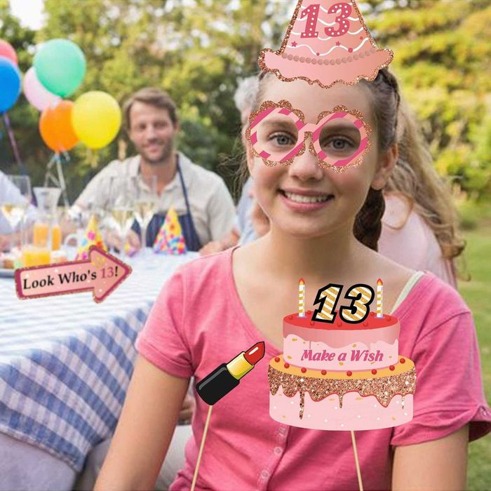 Rekwizyty fotobudki 13 urodziny imprezę dla nastolatków 39 elementów