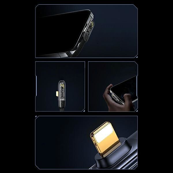 Kabel kątowy USB do Lightning iPhone USAMS 20W PD 1.2m płaski oplot