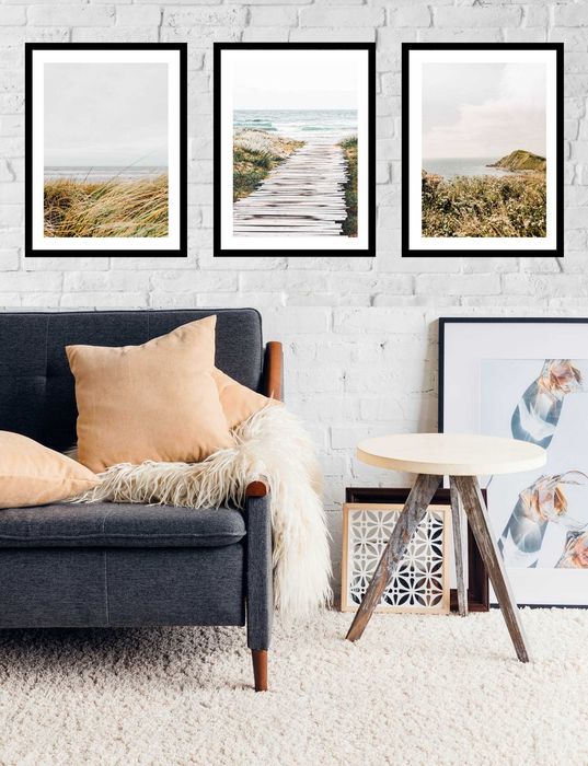 30x40 obrazy w ramie plakaty ramka MORZE TRAWA FALE NATURA BOHO