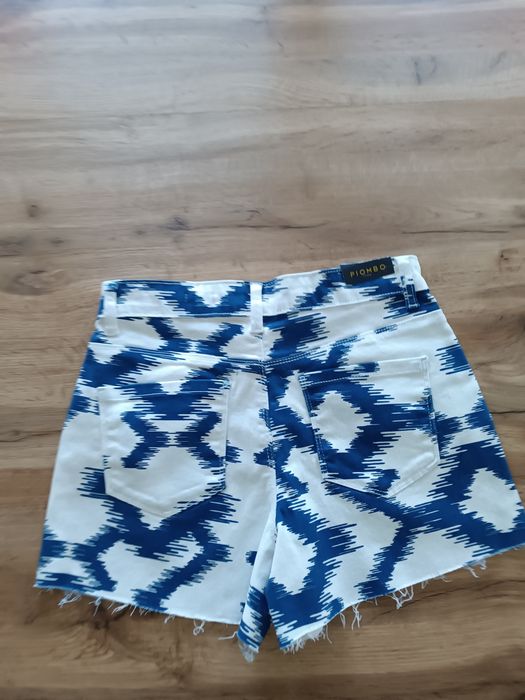 Spodenki szorty jeansowe białe niebieskie bawełna Piombo S 36
