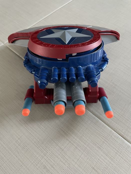 Conjunto Nerf Marvel Capitao America Mascara Escudo