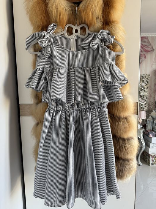 Damska zwiewna modna letnia sukienka Boho falbanka S