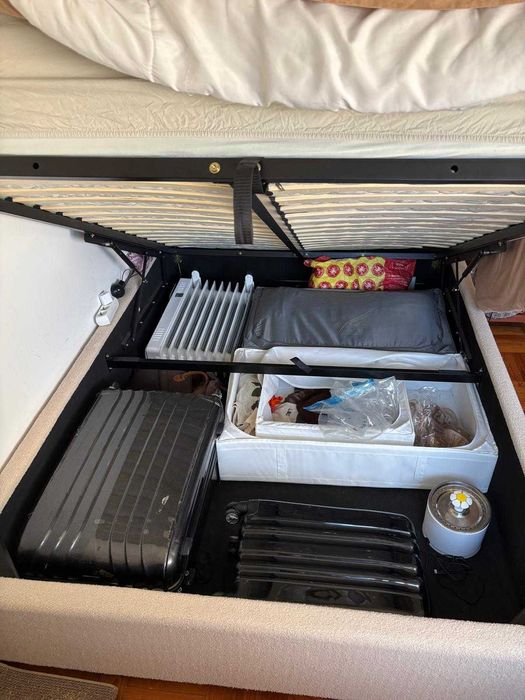 Cama com arrumação + Colchão Novilla Hybrid — Conjunto 140x200