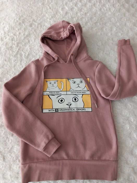 dziewczęca bluza z kapturem arktyczny róż KOT Sinsay rozmiar XXS