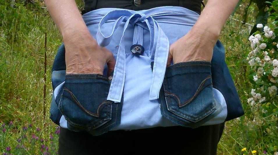 Avental de colheita feito à mão