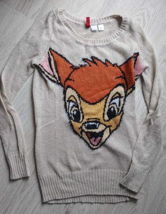 Sweter z motywem BAMBI rozm XS 34 H&M Tarnowskie Góry •