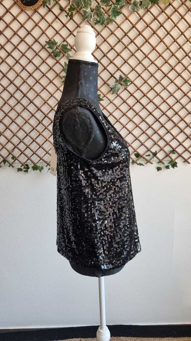 Top de Lantejoulas Preto C&A (Novo com etiqueta)