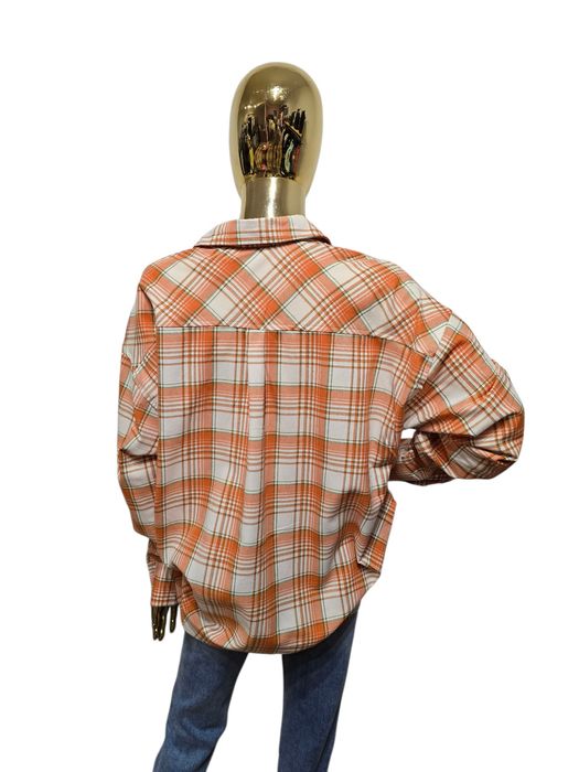 Koszula damska oversize FREYA pomarańczowa w kratę Deppot rozmiar M
