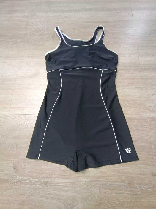 Strój kąpielowy jednoczęściowy czarny białe lamówki 'Mirou' 42