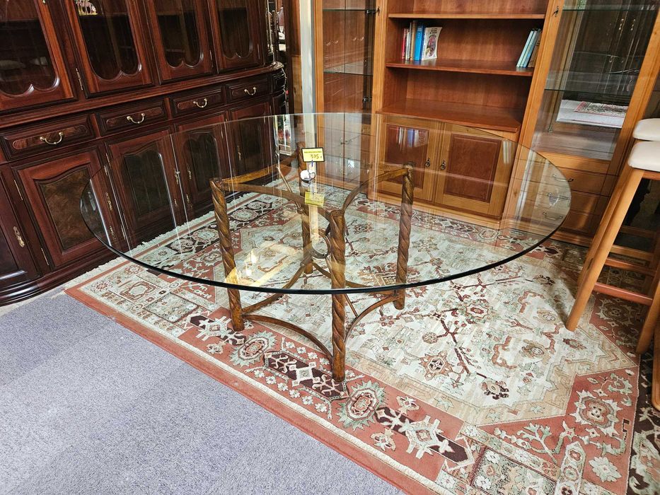 Enorme mesa redonda para sala ou escritório, Tampo pesadissimo em vidro