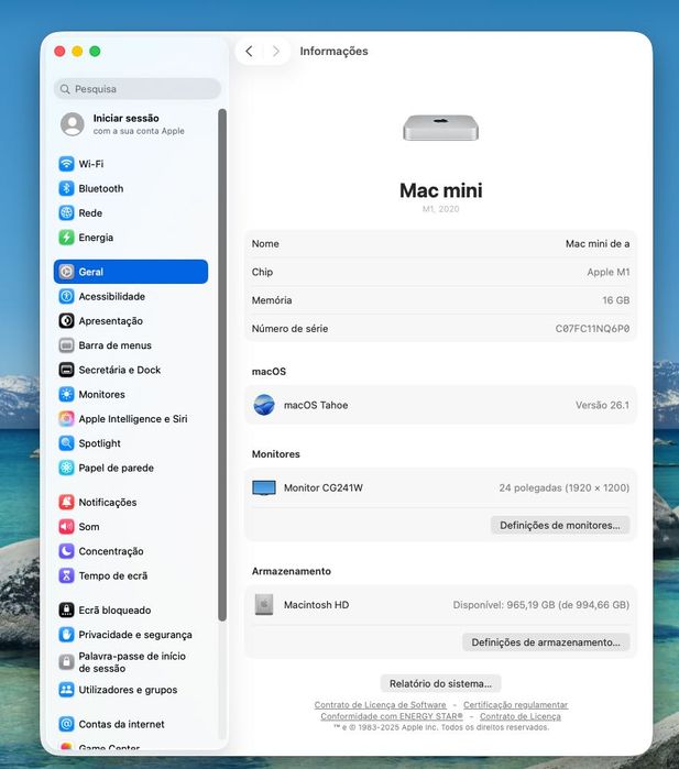 Mac mini M1 16Gb com 1TB SSD (final 2020) Excelente!