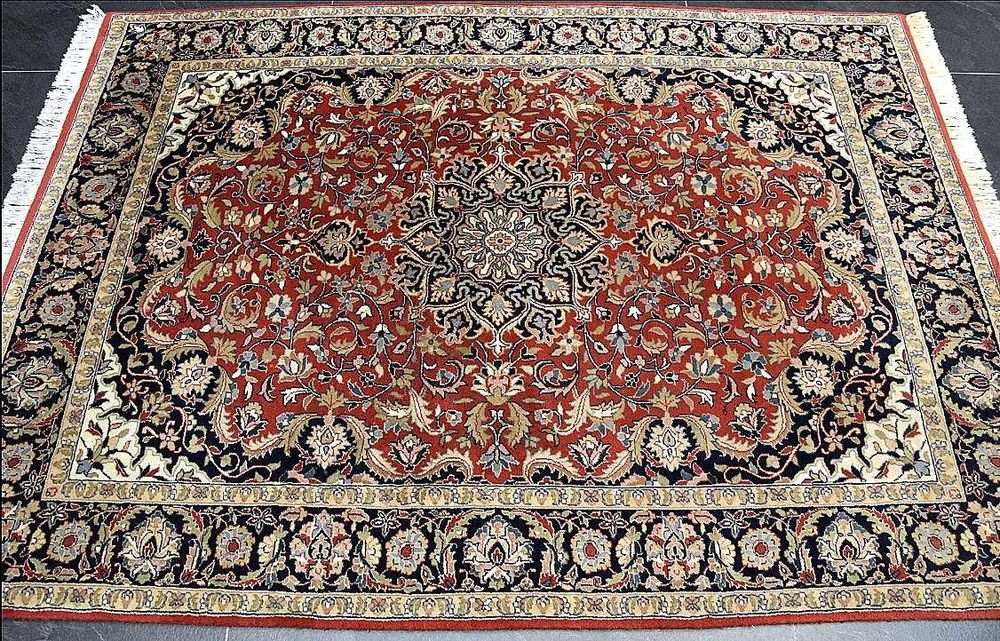 Tapete Persa TABRIZ original, Lã sobre Algodão, feito à mão com 198cm x 140cm