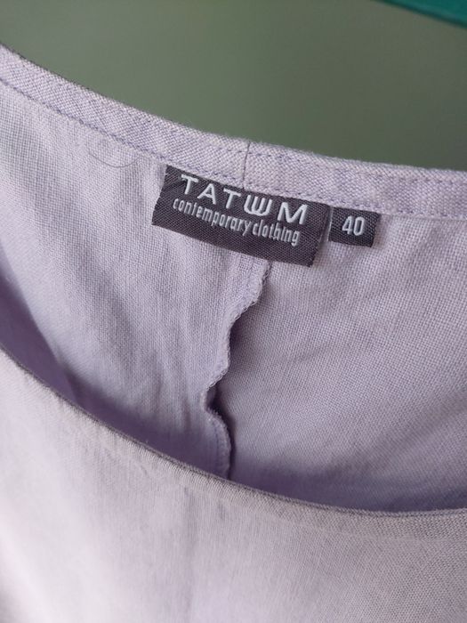 Damska liliowa tunika letnia lniana Tatuum z kieszeniami linen M / L