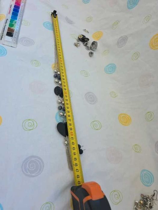 lote / conjunto colar + brincos pretos coração prateado