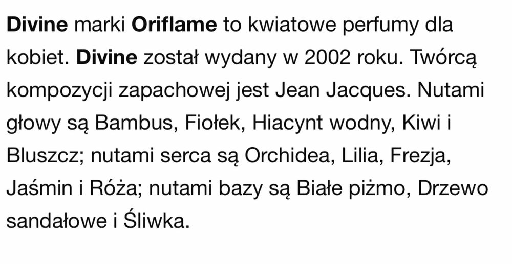 Perfumy Divine Oriflsme UNIKAT