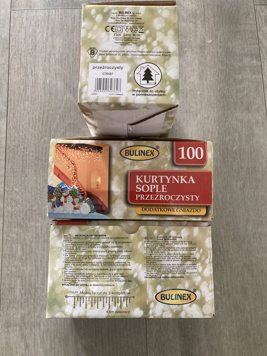 Lampki świąteczne sople 3 x  4,8 m komplet