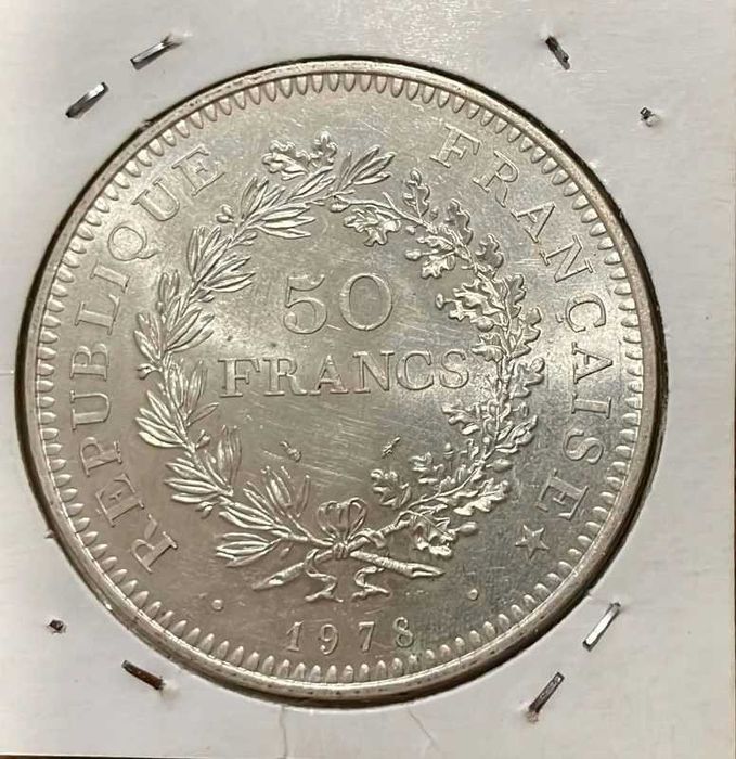 Moeda Prata 50 Francos, Hércules, 1978