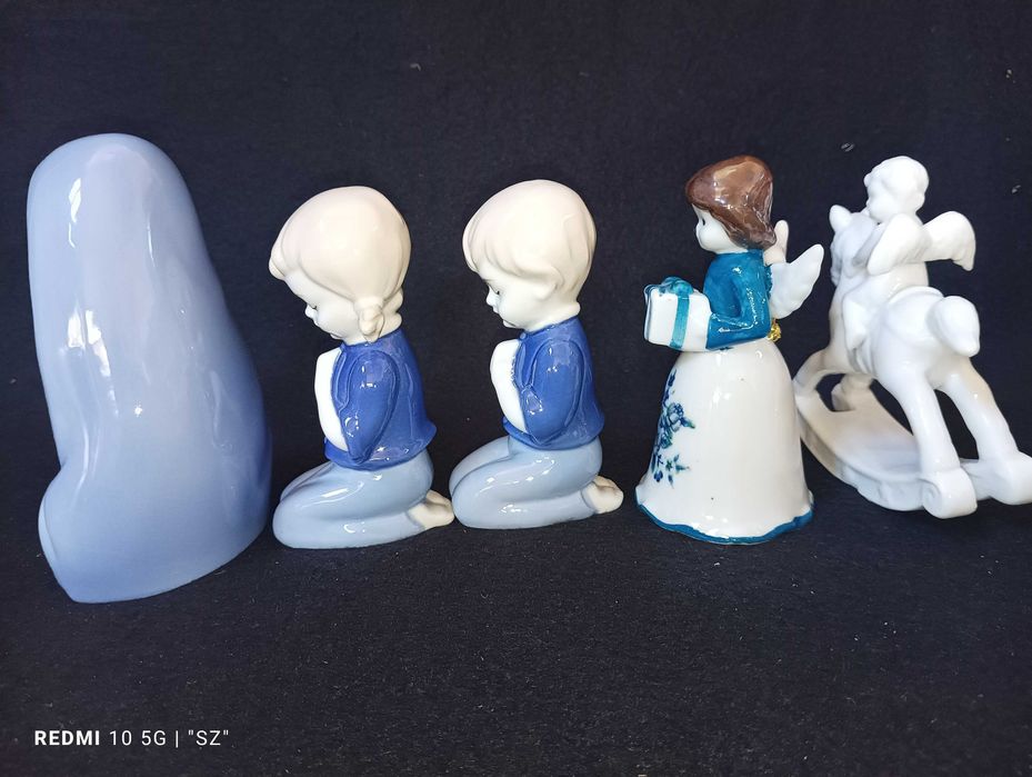 Anioły - Maryja - dzieci - piękne figurki porcelanowe - 5 sztuk - (0,62 kg)