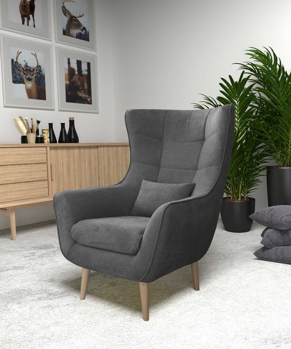 Nowoczesny fotel uszak/Kolory do wyboru/Możliwy podnóżek/DONAT