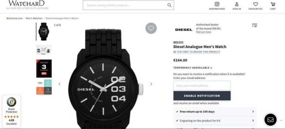 Шикарний вінтажний чоловічий годинник Diesel DZ1523