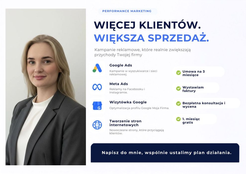Usługi marketingowe Google Ads | Meta Ads | Wizytówka Google | Strony internetowe