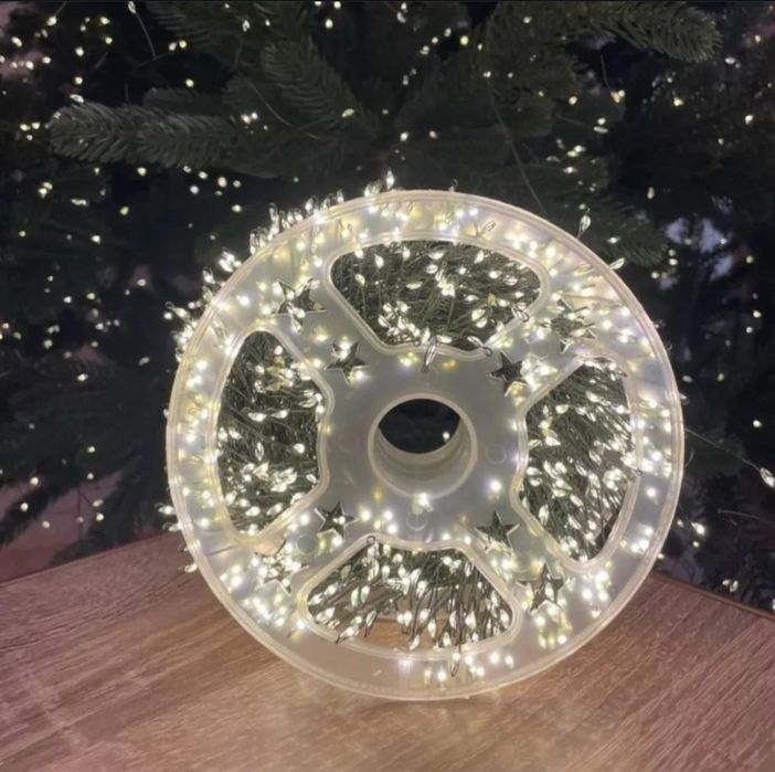 «Мішура» 100м зелений провід теплий колір 2000лед