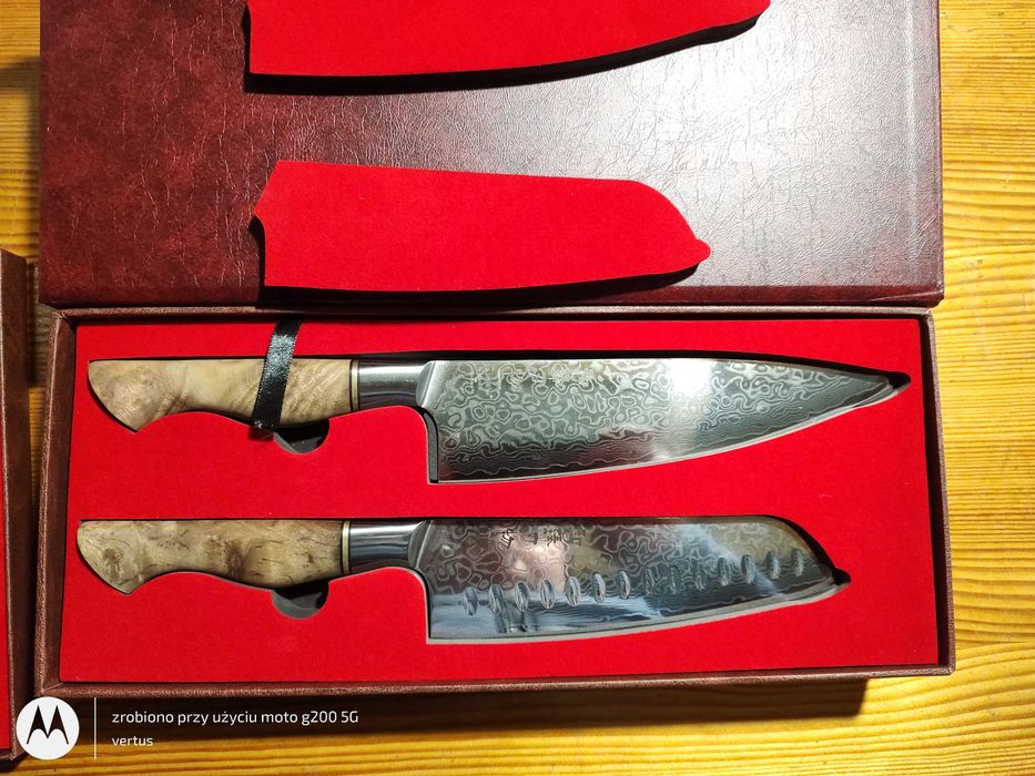 Zestaw noży Hezhen ze stali damasceńskiej