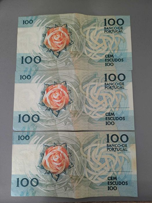 3 Notas 100 Escudos (1986) - Prefixo de substituição "ABC"