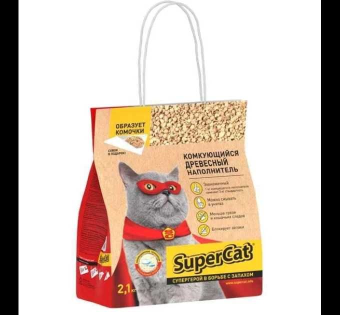 3555 Наповнювач для котів SuperCat Комкуючий, деревний,2,1 кг 7.04.287